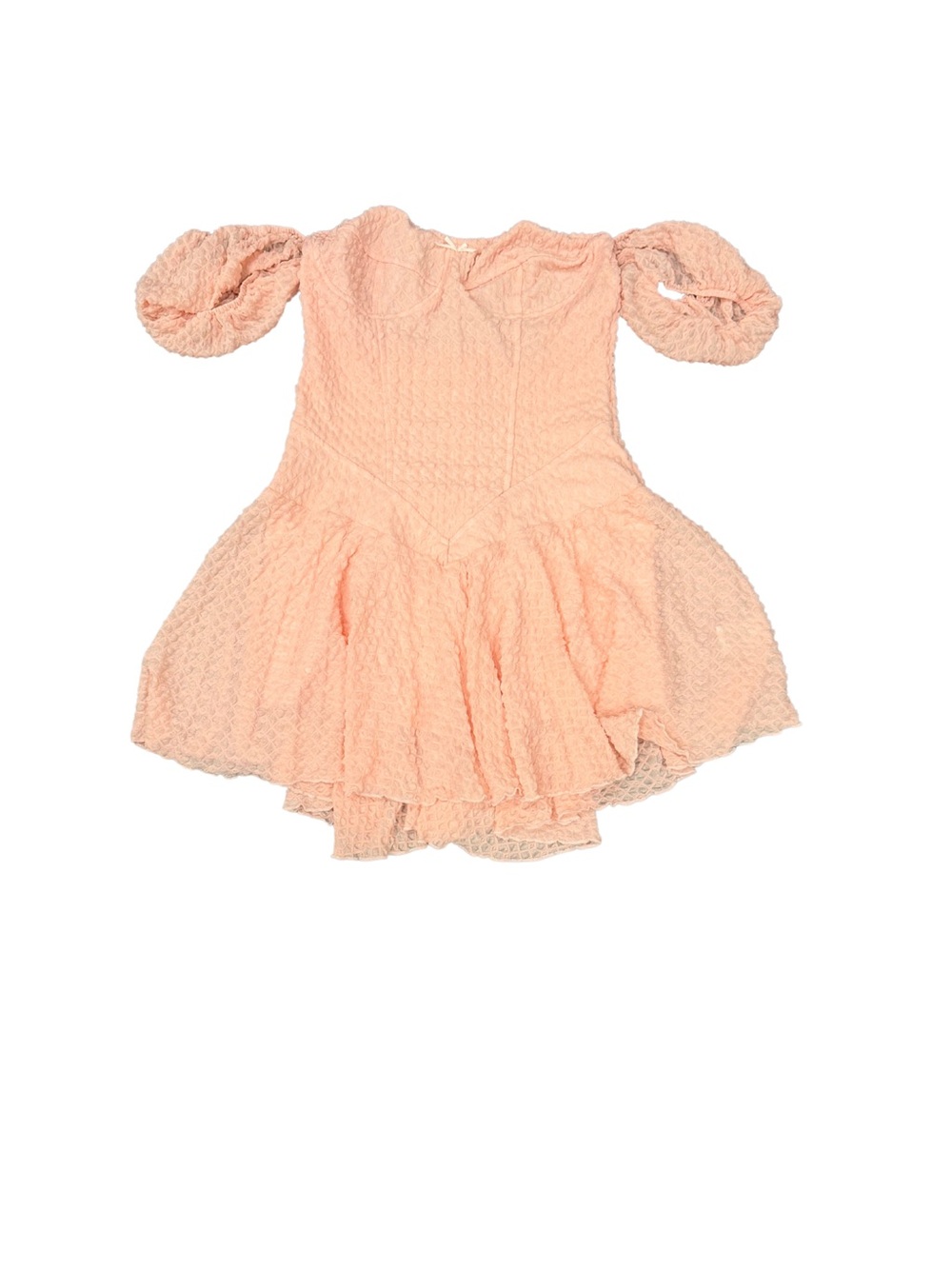 Fashion Nova Peach Puff Lace Fit-and-Flare Dress